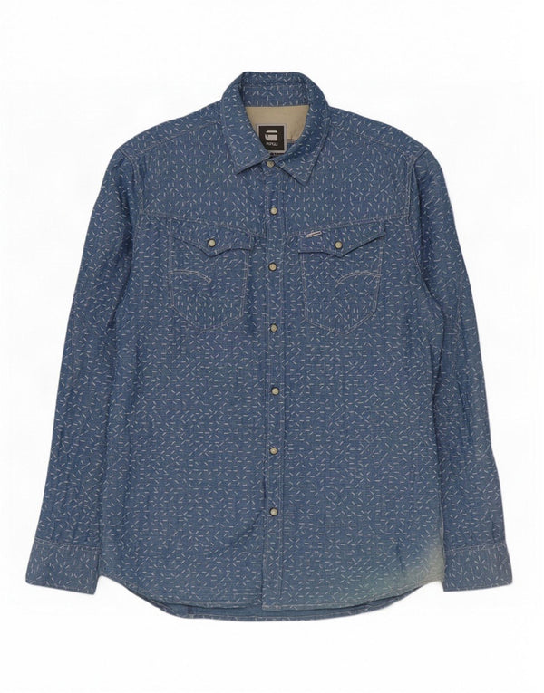 Camicia da uomo G-Star XL Lino maculato blu