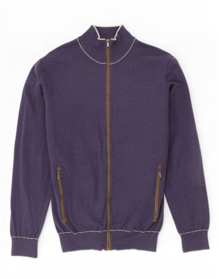 Maglione cardigan da uomo Massimo Dutti in cotone blu navy medio