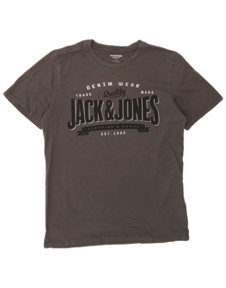 T-shirt grafica da uomo Jack & Jones Top in cotone grigio medio