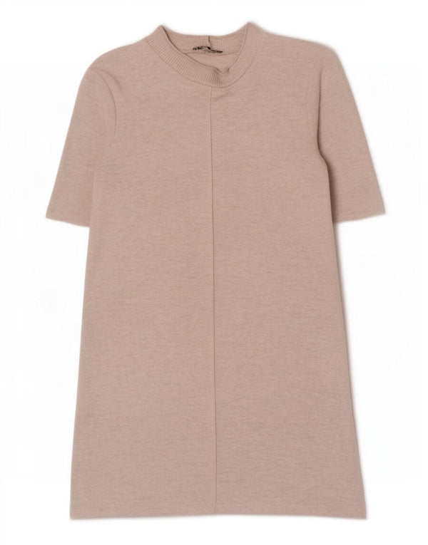 Abito a trapezio da donna Zara UK 14 Poliestere screziato beige medio