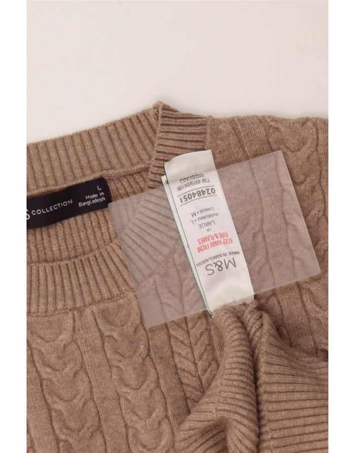 MARKS & SPENCER Maglione corto girocollo da donna UK 16 grande marrone