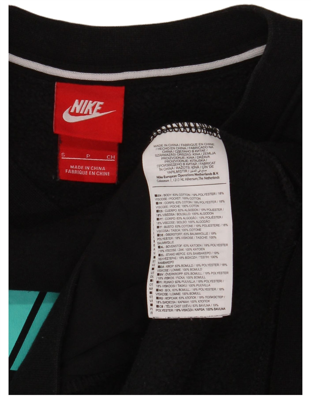 Felpa oversize con grafica Nike da donna UK 10 piccola in cotone nero