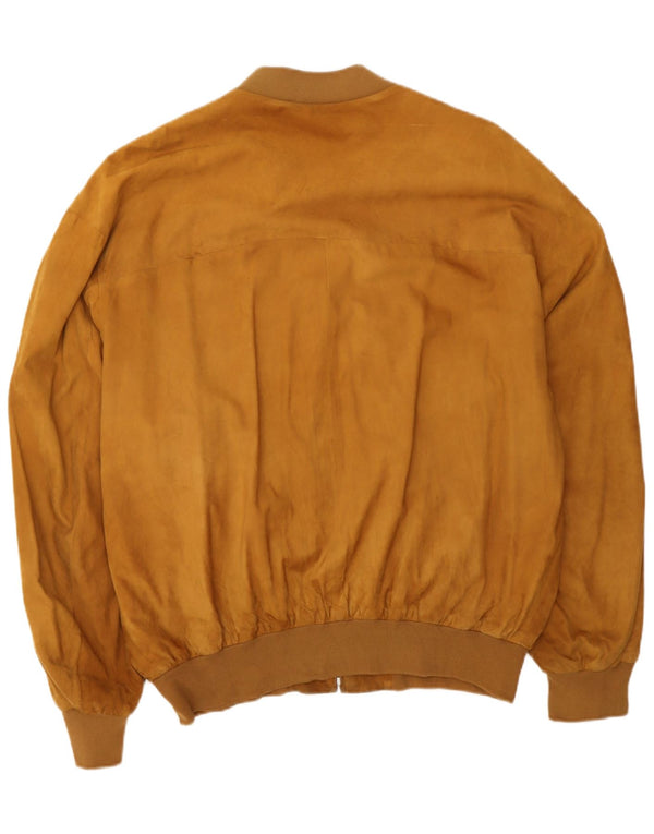 Giubbotto bomber in pelle scamosciata vintage da uomo UK 44 2XL pelle scamosciata marrone