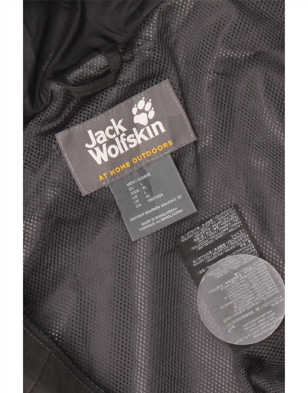 Giacca a vento con cappuccio da uomo Jack Wolfskin UK 40 grande poliestere nero