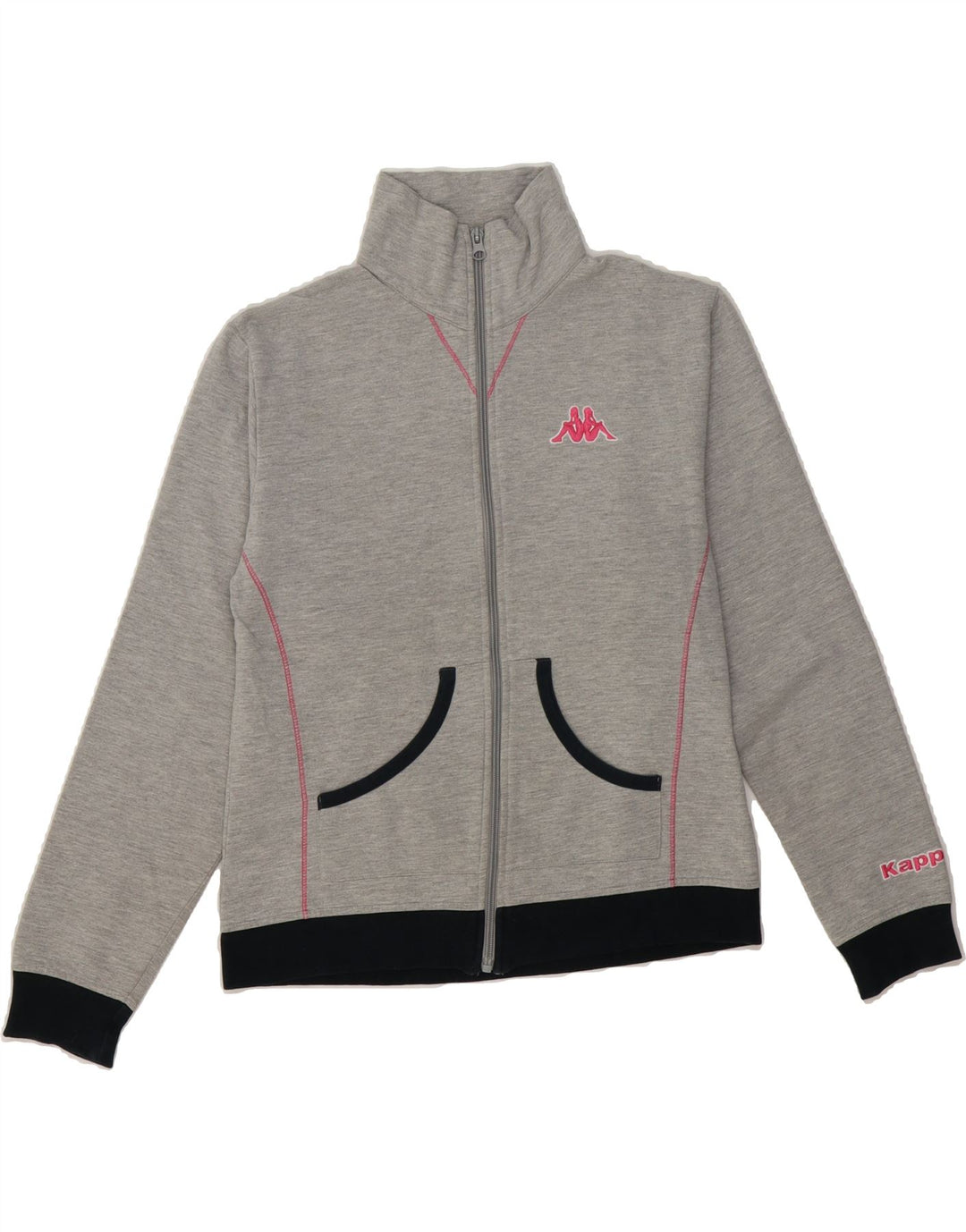 KAPPA Womens Tracksuit Top Jacket UK 14 Medium Grey Colourblock Cotton Vintage Kappa and Second-Hand Kappa from Messina Hembry 
