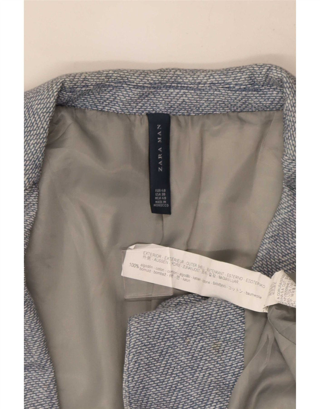 Giacca blazer a 2 bottoni da uomo Zara EU 48 cotone blu medio