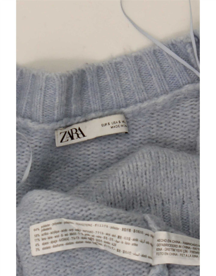 Maglione cardigan oversize da donna Zara UK 10 piccolo poliestere blu