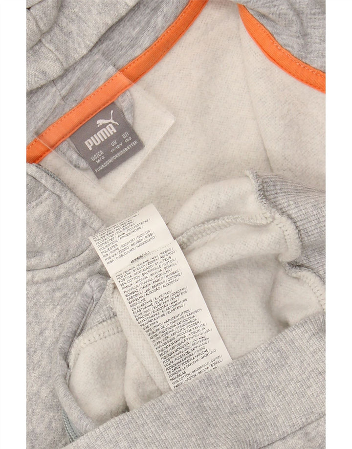 Felpa con cappuccio con zip grafica PUMA per ragazze 11-12 anni in cotone grigio