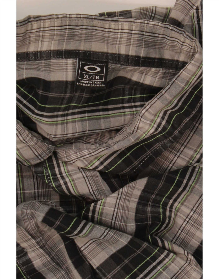 Camicia a maniche corte da uomo Oakley XL a quadri grigi