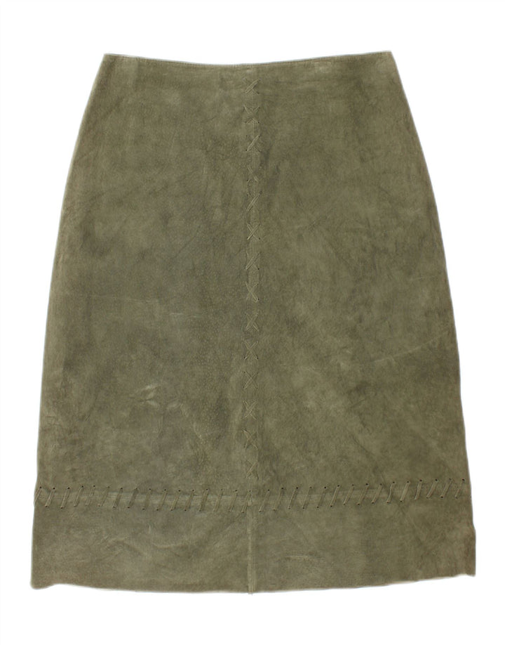 Gonna in pelle scamosciata da donna Rene' Derhy grande W30 in pelle kaki