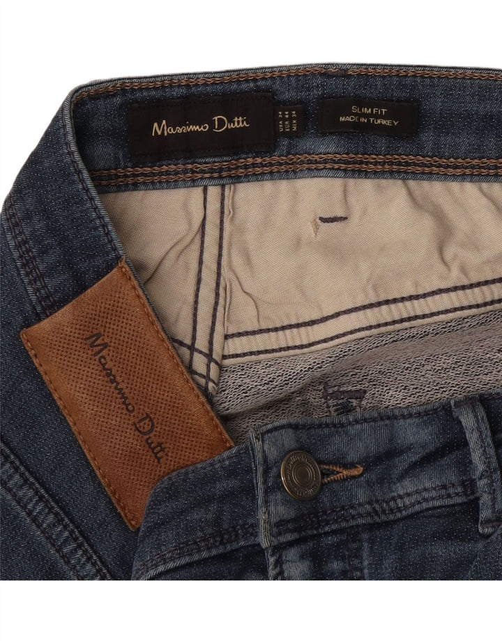 Jeans slim da uomo Massimo Dutti EU 44 Large W34 L29 Blu