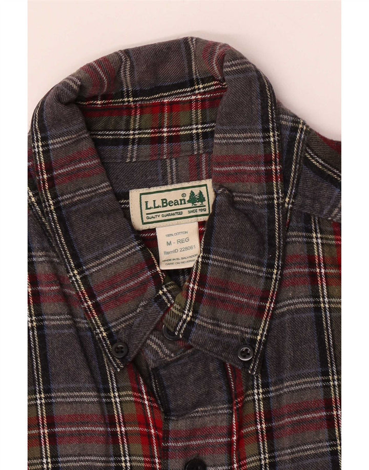 L.L.Bean Mens Flannel Shirt Medium Grey Check Cotton