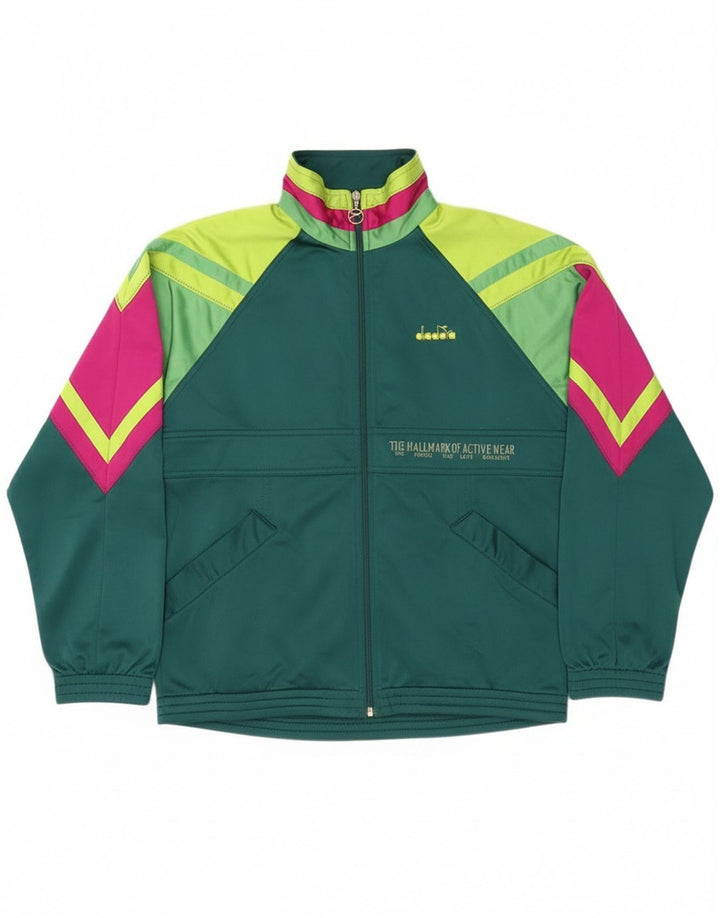 Giacca da tuta grafica da uomo Diadora UK 38 Colorblock verde medio