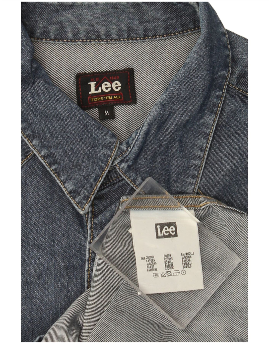 Camicia di jeans da uomo Lee in cotone blu medio