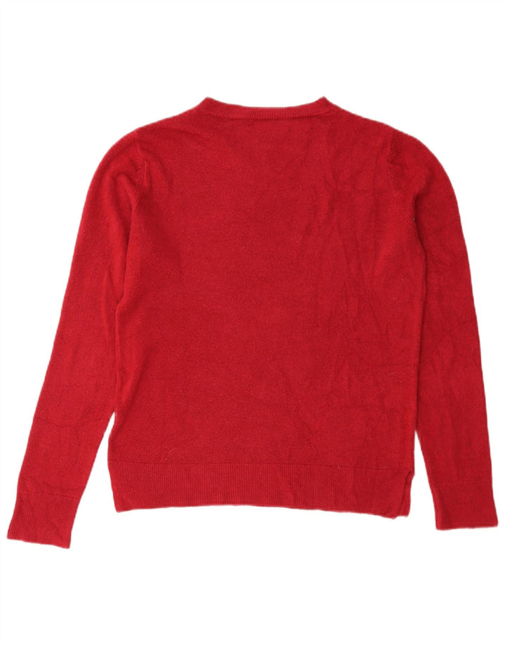 Maglione maglione girocollo da donna Marks & Spencer UK 10 piccolo acrilico rosso