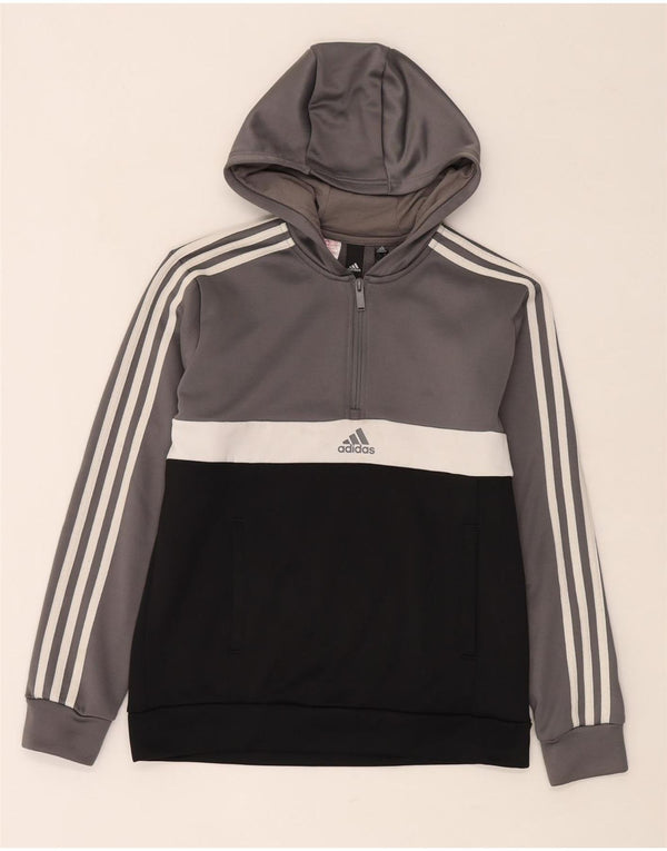 Felpa con cappuccio Adidas Aeroready da ragazzo 13-14 anni in poliestere color block grigio