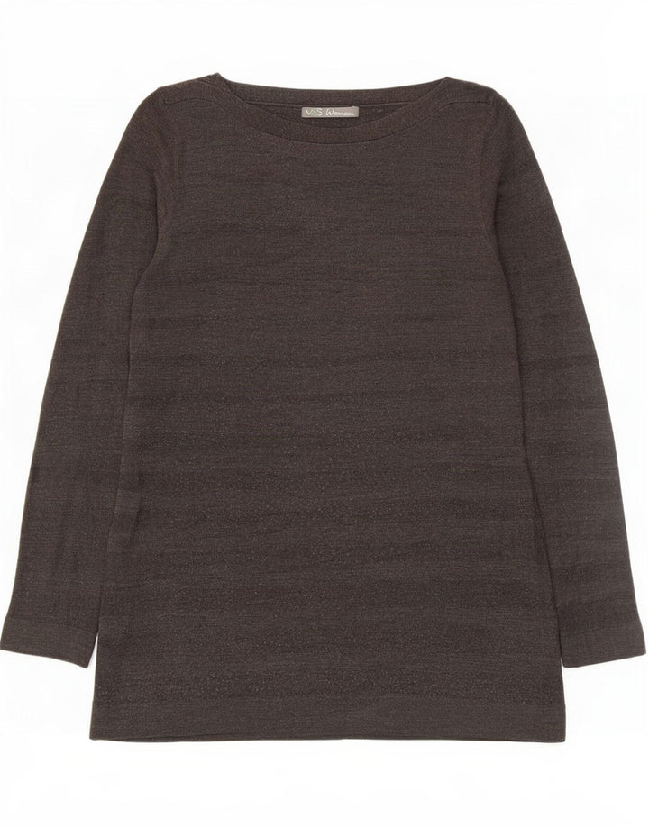 Top tunica a maniche lunghe da donna Marks & Spencer UK 12 grigio medio a righe