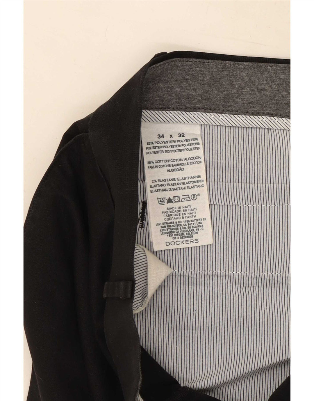 Pantaloni chino dritti da uomo Dockers W34 L32 poliestere nero
