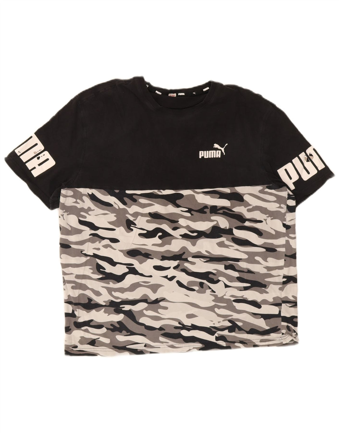 T-shirt grafica da uomo Puma Top medio nero mimetico