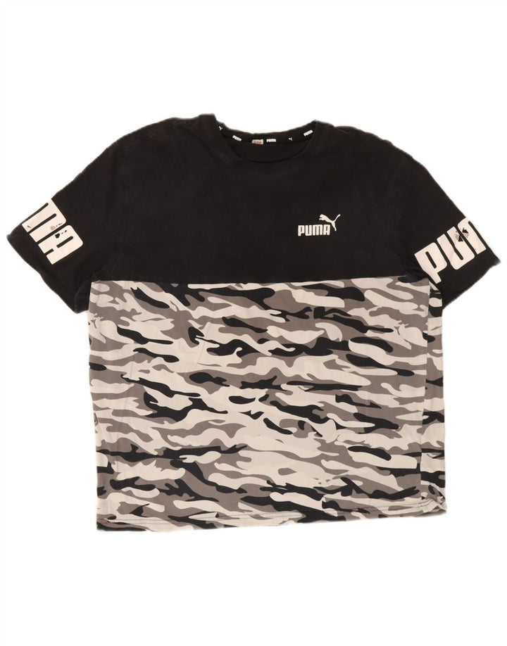T-shirt grafica da uomo Puma Top medio nero mimetico