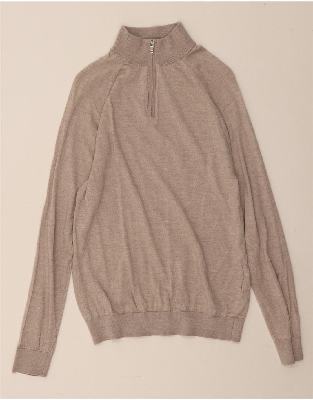 Maglione REISS da uomo con zip e collo grande in lana grigia