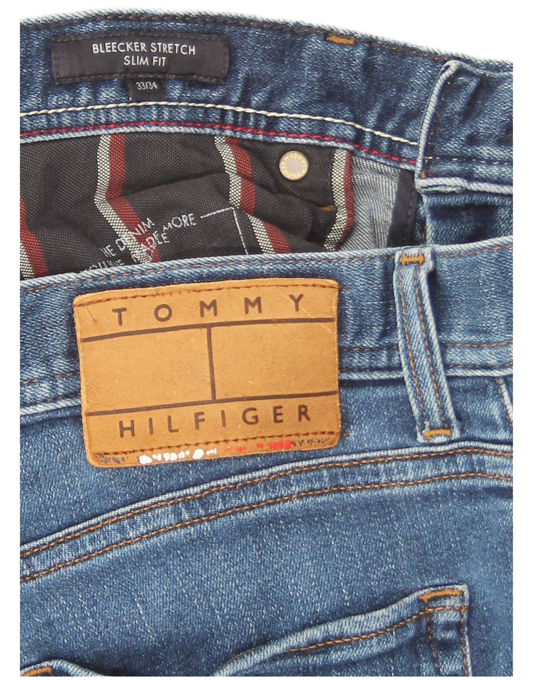 Tommy Hilfiger Uomo Bleecker Slim Jeans W33 L30 Cotone Blu