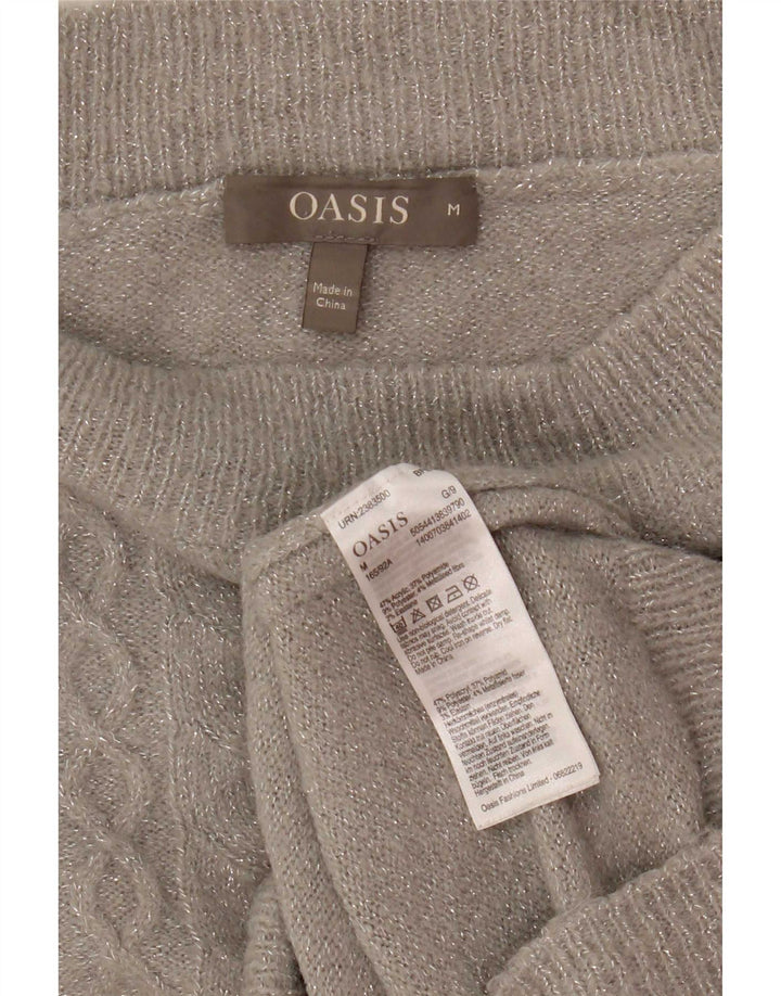 Oasis Maglione corto con scollo a barca da donna UK 14 Acrilico grigio medio