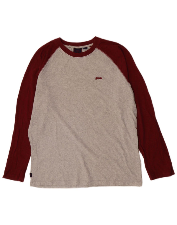 Maglia da ragazzo a maniche lunghe Superdry 15-16 anni XL in cotone color block grigio