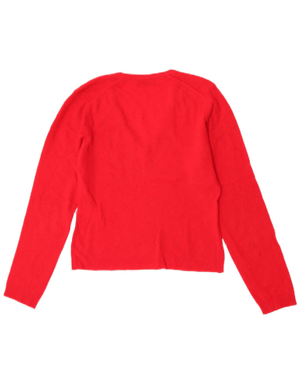 Maglione da donna con scollo a V corto Benetton UK 6 XS Rosso