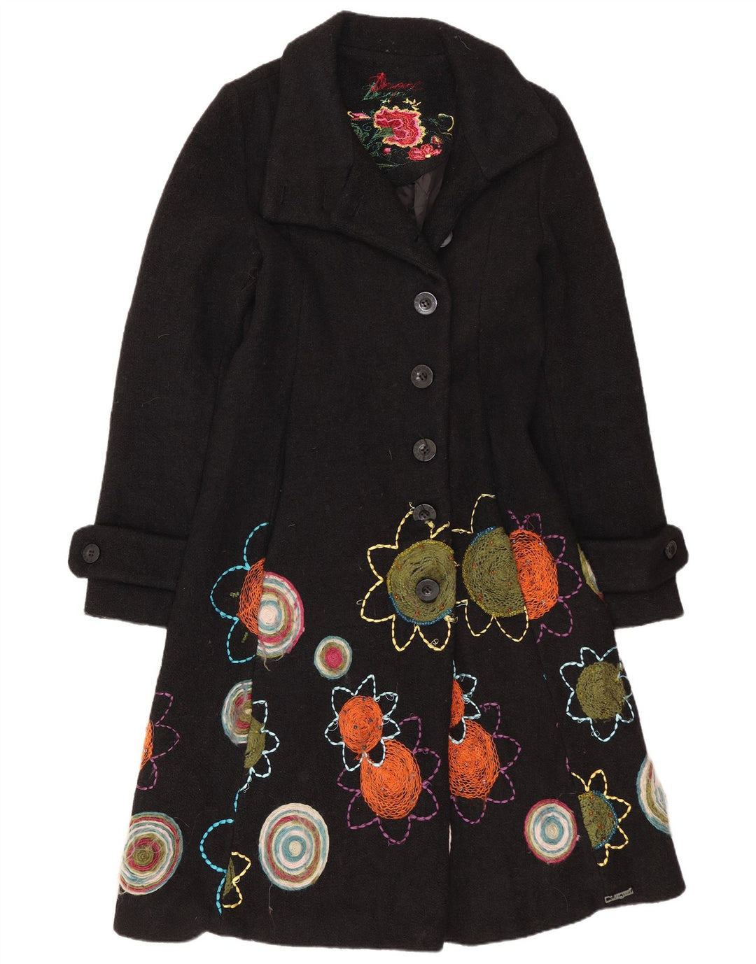 Desigual Soprabito grafico da donna EU 38 Viscosa floreale nera media