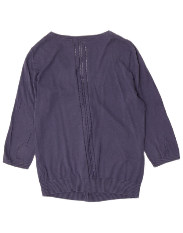 Maglione cardigan con maniche a 3/4 da donna Fat Face UK 12 Cotone blu medio