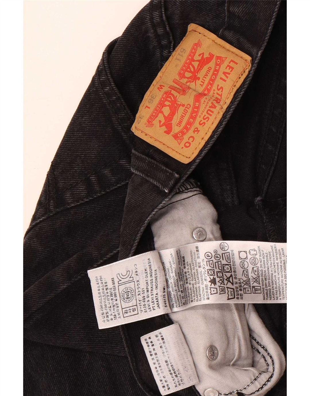 Levi's Uomo 511 Jeans affusolati slim W36 L28 Cotone nero
