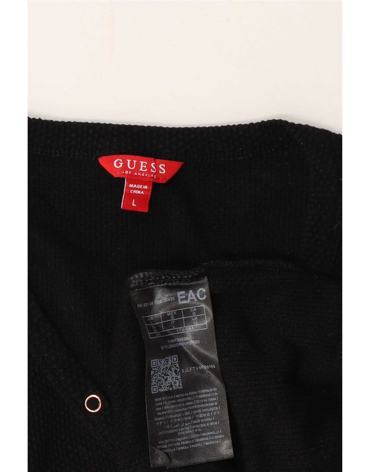 Guess Top da donna a maniche lunghe UK 12 medio cotone nero