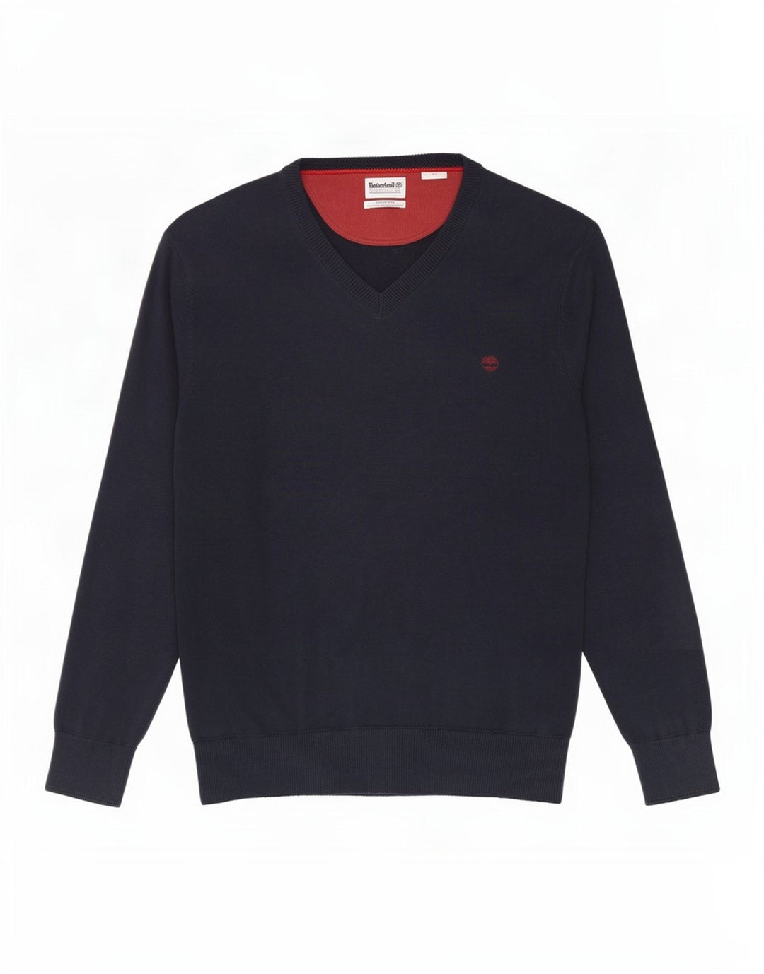 Maglione da uomo con scollo a V Timberland in cotone medio blu navy