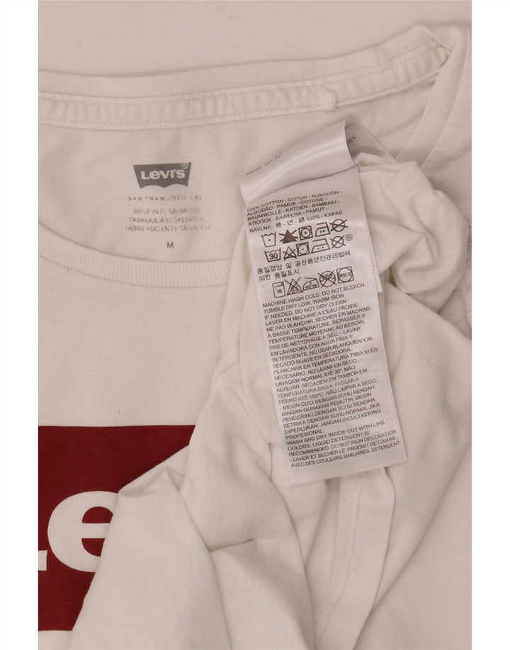 T-shirt grafica da donna Levi's Top UK 14 cotone bianco medio