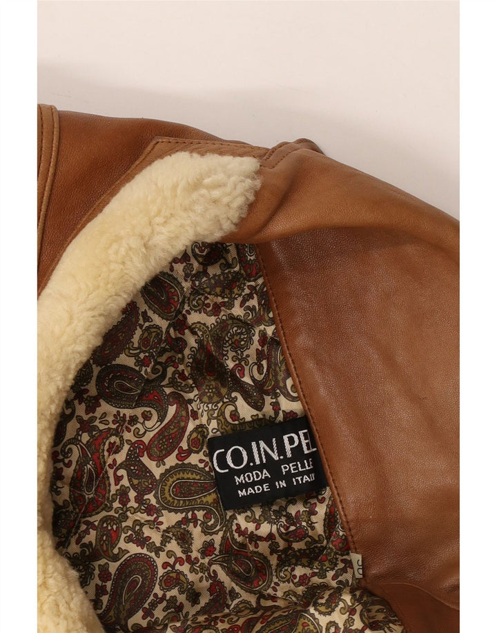 Giacca doppiopetto militare vintage da uomo UK 40 grande in pelle beige