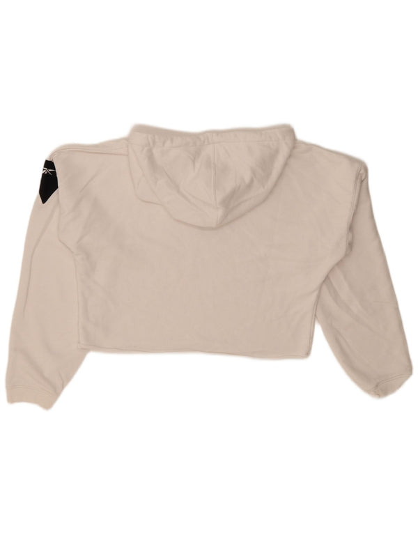 Maglione con cappuccio oversize corto da donna Reebok UK 8/10 Small White Colourblock