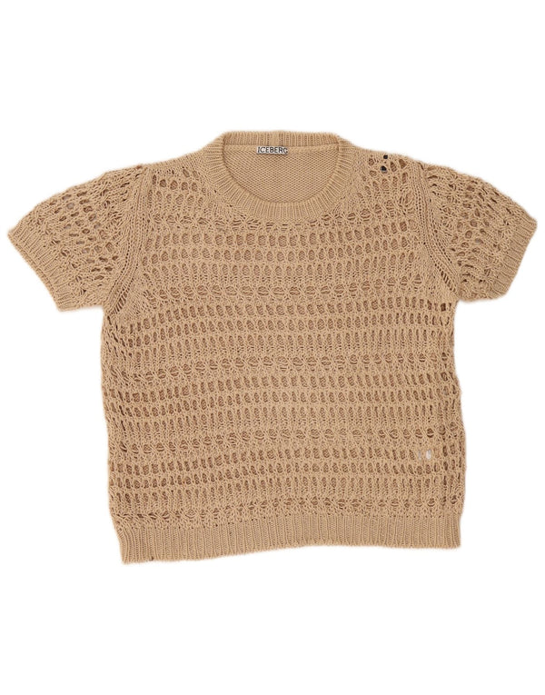Maglione maglione girocollo a maniche corte da donna Iceberg UK 16 Large Beige