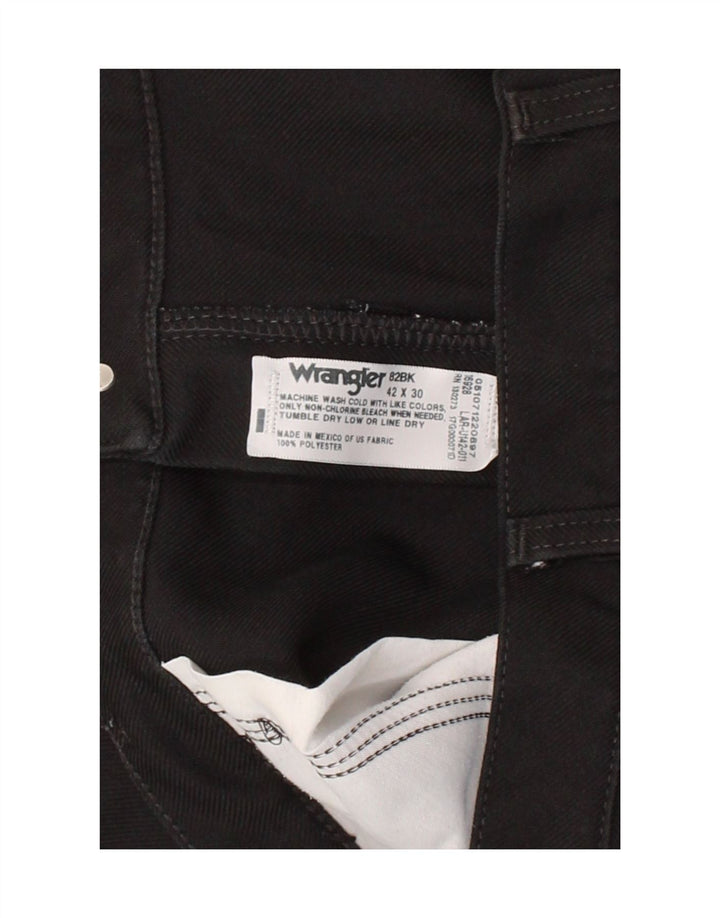 WRANGLER Mens Straight Casual Trousers W42 L30 Black Polyester Vintage Wrangler and Second-Hand Wrangler from Messina Hembry 