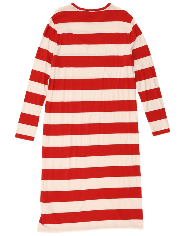 Polo Ralph Lauren Abito T-shirt a maniche lunghe da donna UK 14 Grandi righe rosse