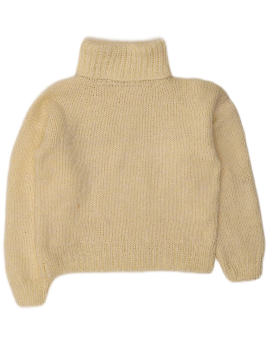Maglione maglione vintage da donna con collo alto UK 14 giallo medio