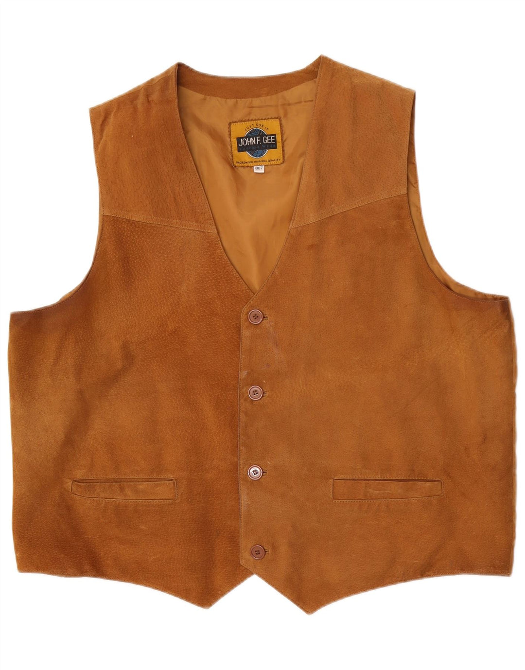 Gilet in pelle scamosciata da uomo John F Gee XL in pelle marrone