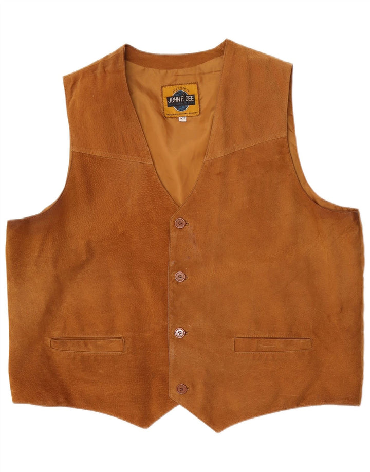 Gilet in pelle scamosciata da uomo John F Gee XL in pelle marrone