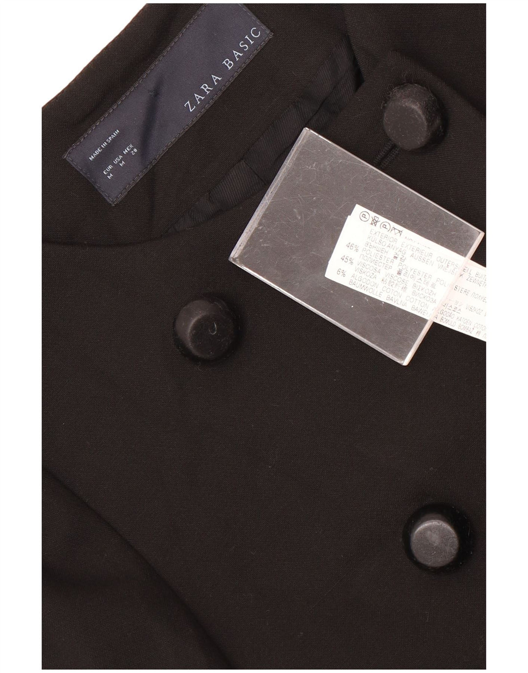 Cappotto doppiopetto da donna Zara UK 12 poliestere nero medio