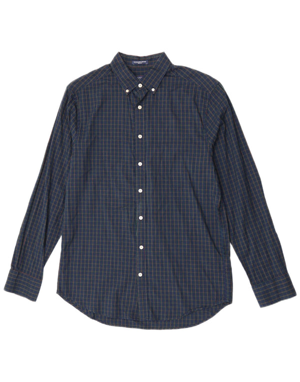 Gant Camicia da uomo vestibilità regolare taglia 39/40 15 3/4 percalle medio blu navy