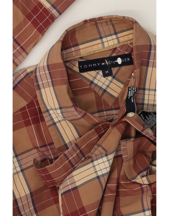 Camicia da uomo Tommy Hilfiger in cotone a quadri marrone medio
