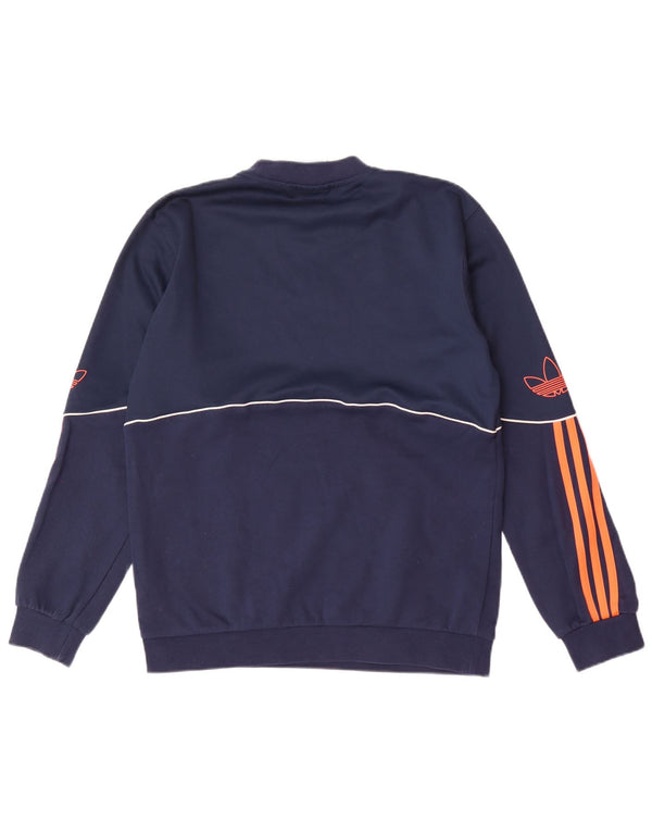 Felpa grafica da uomo Adidas piccola in cotone blu navy