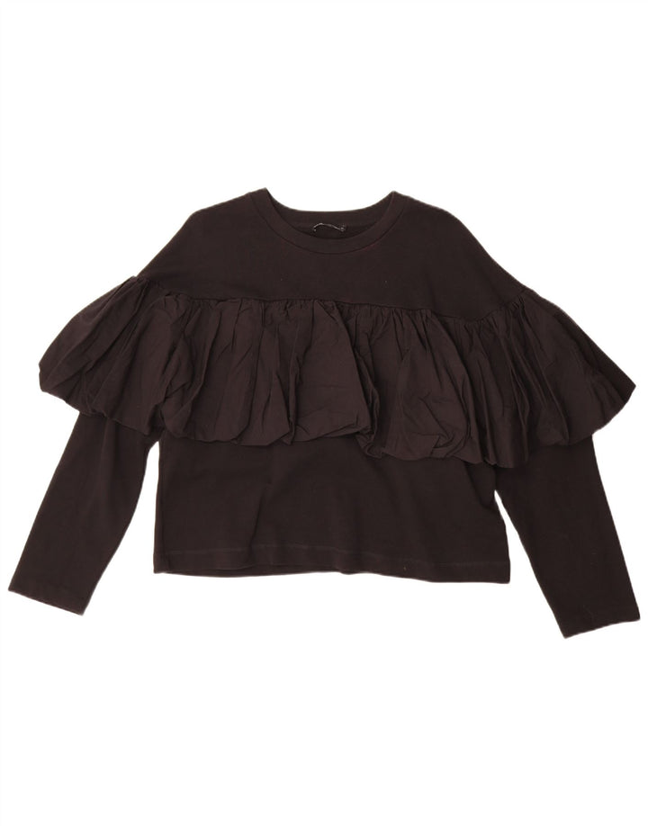 Felpa corta da donna Zara UK 16 grande cotone nero