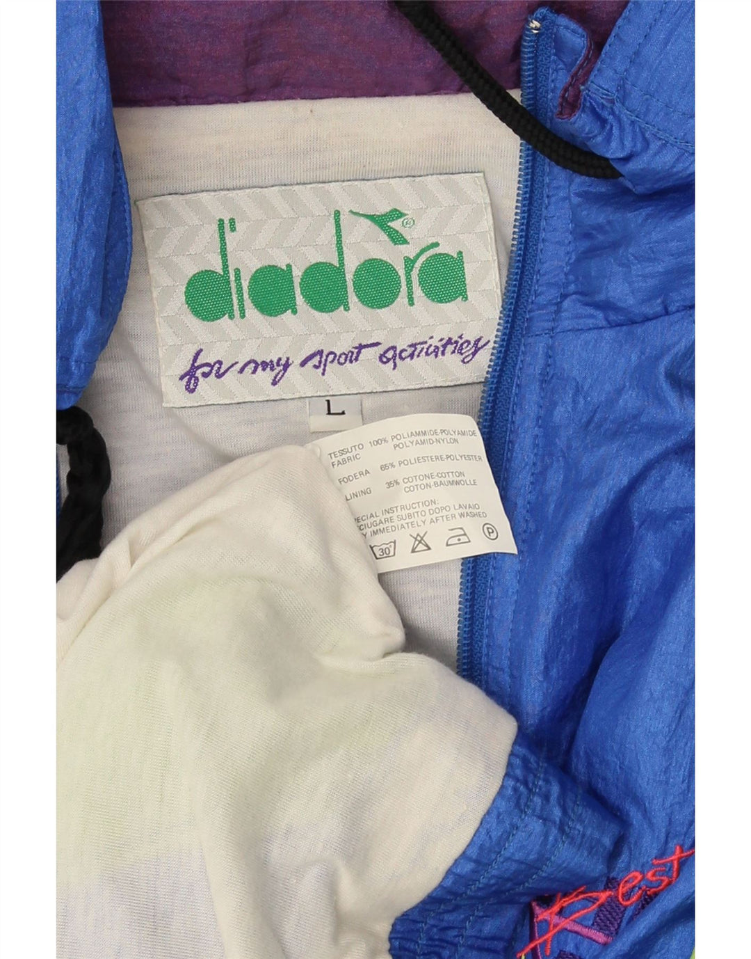 Giacca da ginnastica oversize grafica da uomo Diadora Large Blue Colourblock