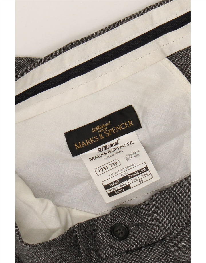 Pantaloni da abito dritti Marks & Spencer da uomo St. Michael W40 L29 in lana grigia